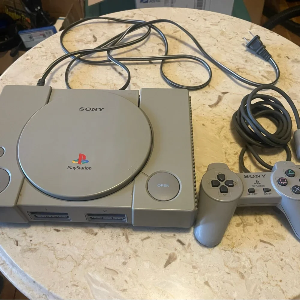Sony PlayStation Classic in Gray with controller and cords